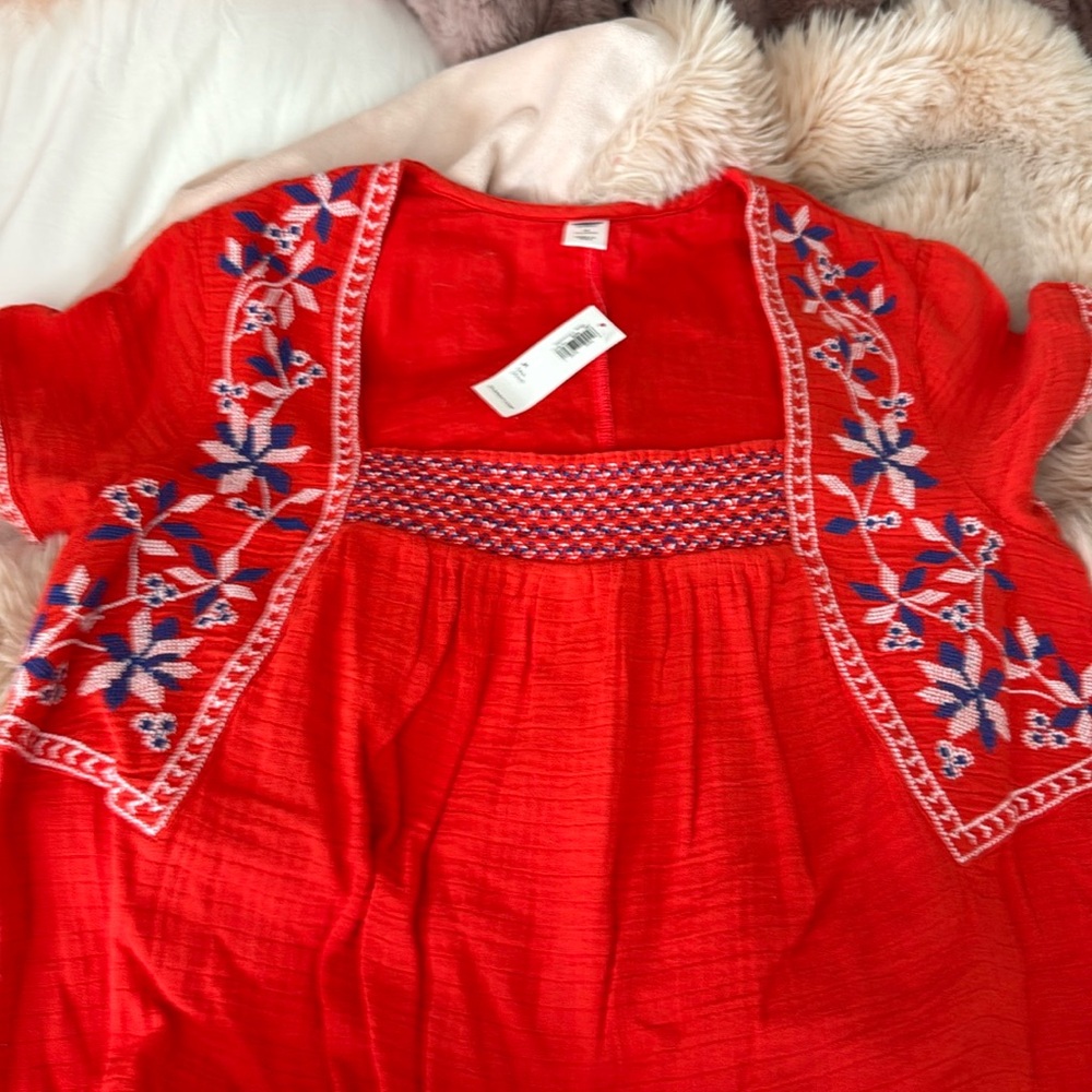 Old Navy, red, white and blue embroidered dress. Brand new with tags.